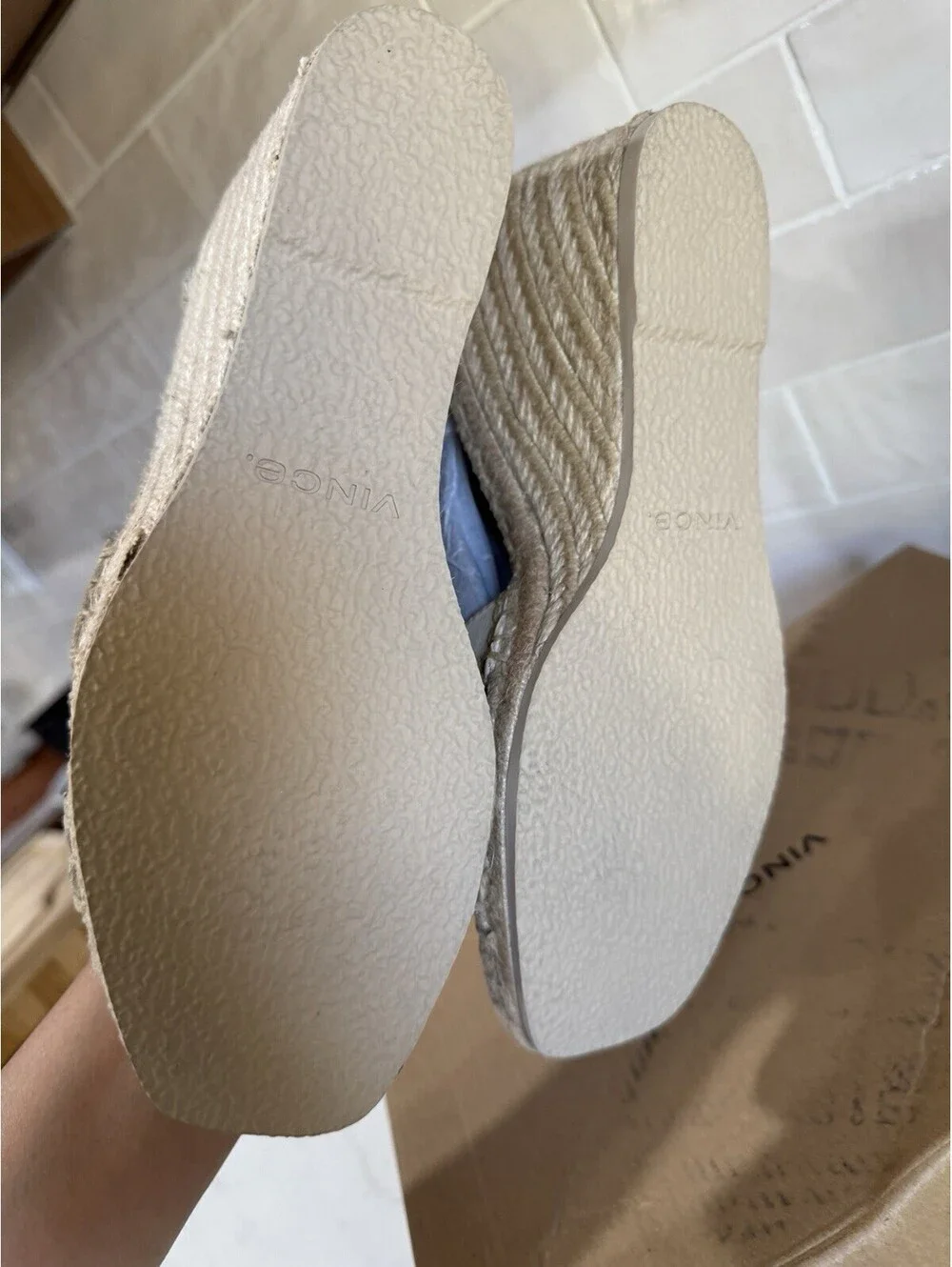 Vince Gwen Women's Espadrille Wedge Sandals Moonlight Size 8.5 NWT